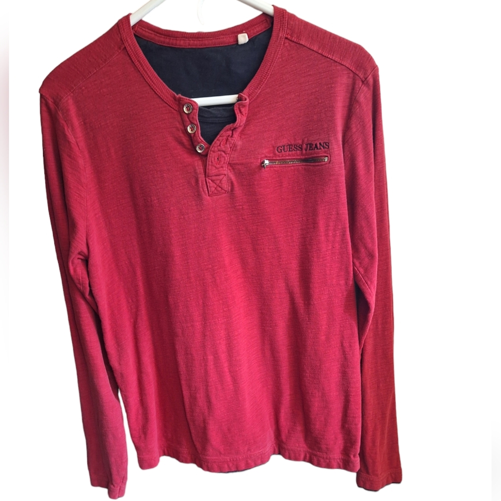 2x20$ 💝Guess red long sleeves polo shirt Large